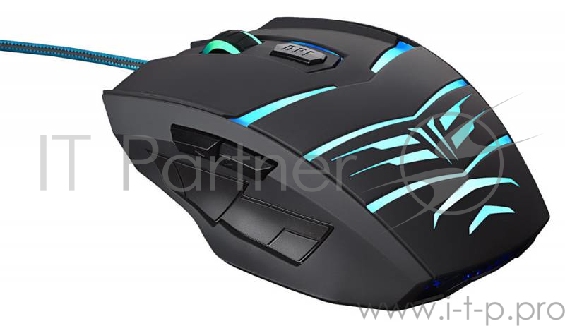 Мышь Oklick 745G LEGACY черный/голубой оптическая (2400dpi) USB игровая (6but)