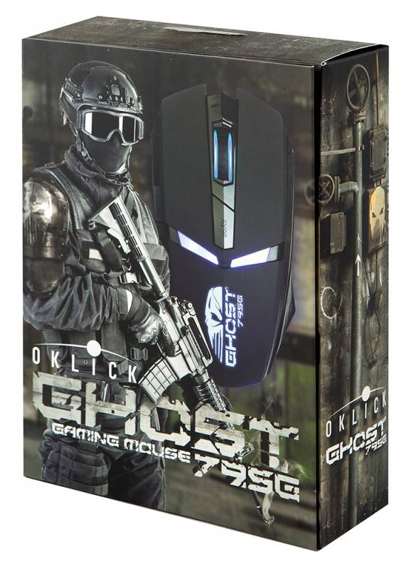 Мышь Oklick 795G черный оптическая (2400dpi) USB игровая (5but)