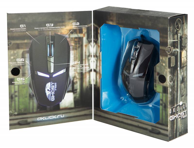 Мышь Oklick 795G черный оптическая (2400dpi) USB игровая (5but)