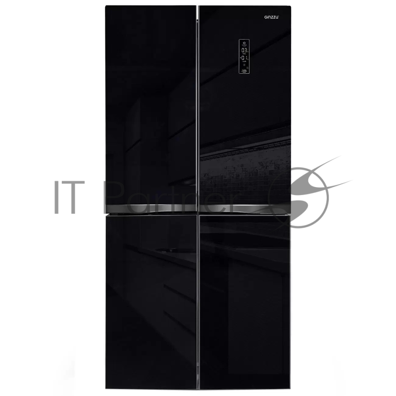 Холодильник NFI-4414, cross door, черное стекло, inverter