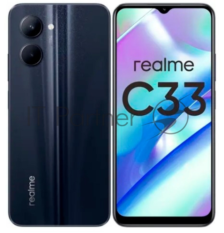 Смартфон Realme C33 64Gb 4Gb черный моноблок 3G 4G 6.5 1600x720 Android 12 50Mpix 802.11 a/b/g/n/ac NFC GPS GSM900/1800 GSM1900 TouchSc