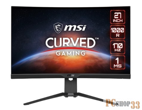 Монитор MSI Optix G272CQP 27 WQHD (2560x1440 (матовый))/Curved/VA/170Hz/1ms Lock/6.1kg/black 27(2560x1440 (матовый))/ (Ghz)/Mb/Gb/Ext: