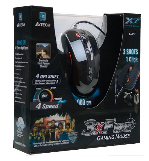 Мышь A4 X-705K черный оптическая (2000dpi) USB игровая (5but)