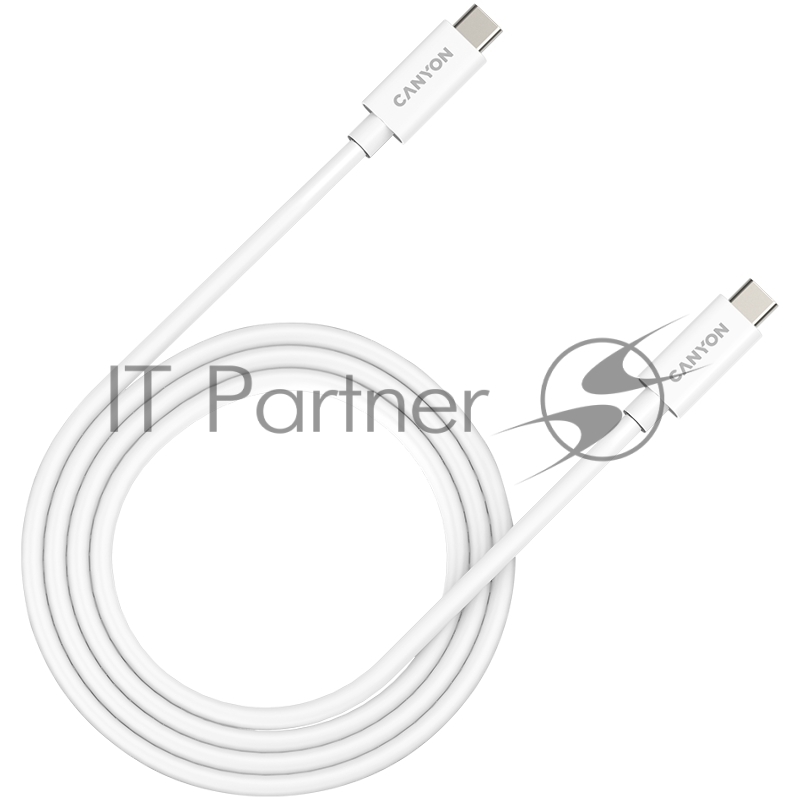 Кабель CANYON, U4-CC-5A1M-E, USB4 TYPE-C to TYPE-C cable assembly 40G 1m 5A 240W(ERP) with E-MARK, CE, ROHS, white