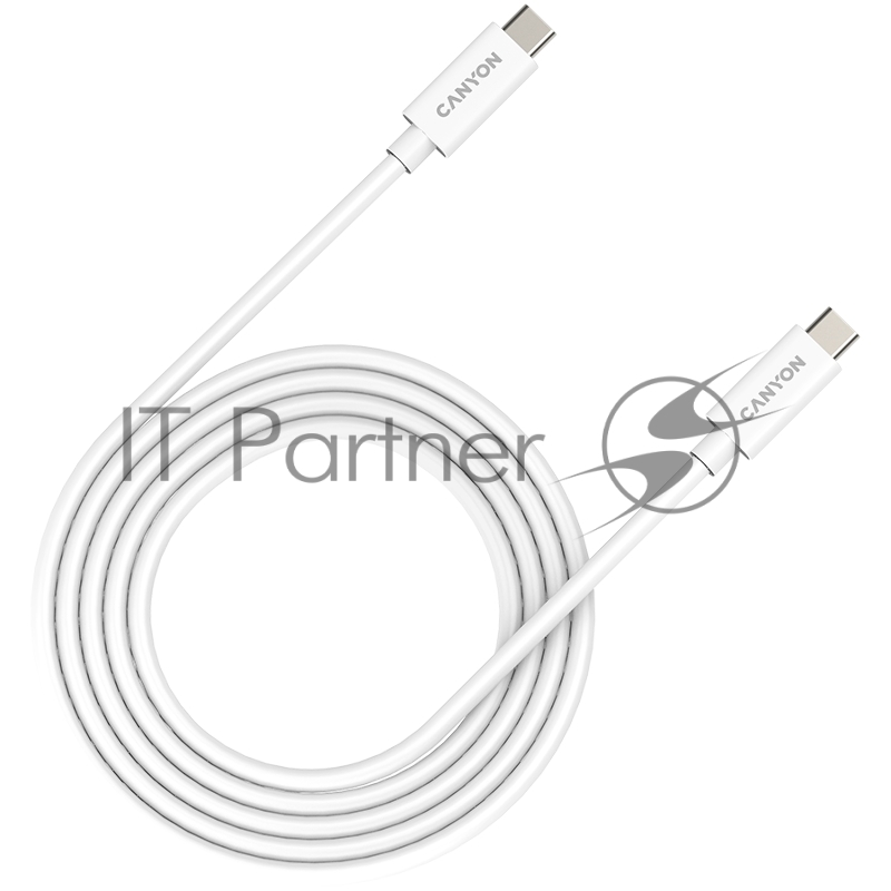 Кабель CANYON, U4-CC-5A2M-E, USB4 TYPE-C to TYPE-C cable assembly 20G 2m 5A 240W(ERP) with E-MARK, CE, ROHS, white