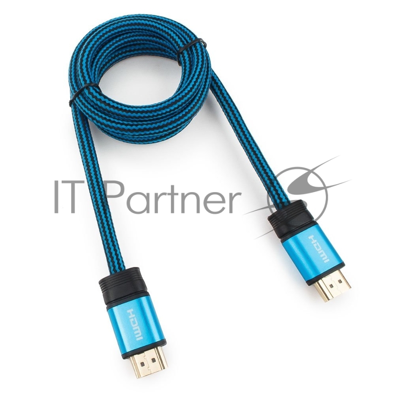 Кабель HDMI Cablexpert, серия Gold, 1 м, v1.4, M/M, синий, позол.разъемы, алюминиевый корпус, нейлоновая оплетка, коробка