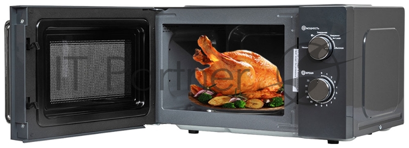 Печь микроволновая JVC JK-MW148M, объем 20л, выходная мощность 700 Вт, тип управления: механический, диаметр поворотного стола: 255 мм, количество уровней мощности: 5, автоматическое размораживание, таймер: 35 минут, тип открывания дверцы: ручка, сиг