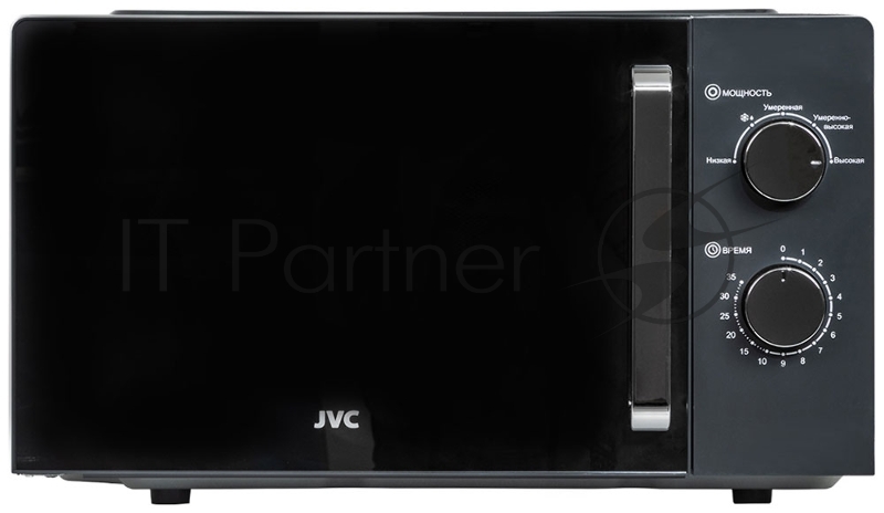 Печь микроволновая JVC JK-MW148M, объем 20л, выходная мощность 700 Вт, тип управления: механический, диаметр поворотного стола: 255 мм, количество уровней мощности: 5, автоматическое размораживание, таймер: 35 минут, тип открывания дверцы: ручка, сиг