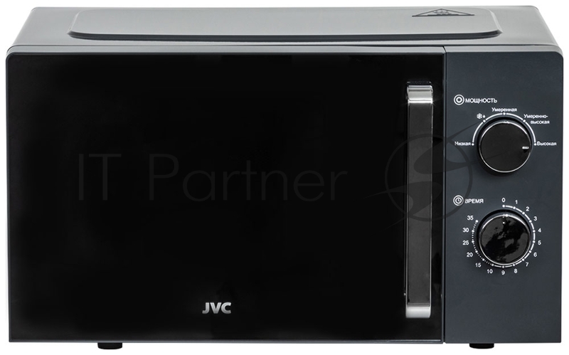 Печь микроволновая JVC JK-MW148M, объем 20л, выходная мощность 700 Вт, тип управления: механический, диаметр поворотного стола: 255 мм, количество уровней мощности: 5, автоматическое размораживание, таймер: 35 минут, тип открывания дверцы: ручка, сиг