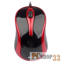Мышь A4 V-Track Padless N-360-2 красный/черный оптическая (1000dpi) USB (2but)