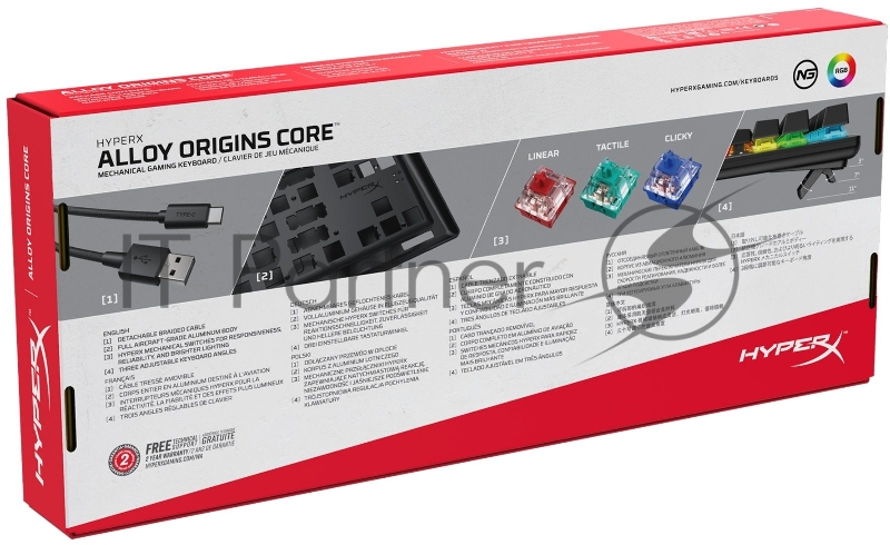 Клавиатура HyperX Alloy Origins Core RGB механическая черный USB for gamer LED (4P5P3AA#ABA)