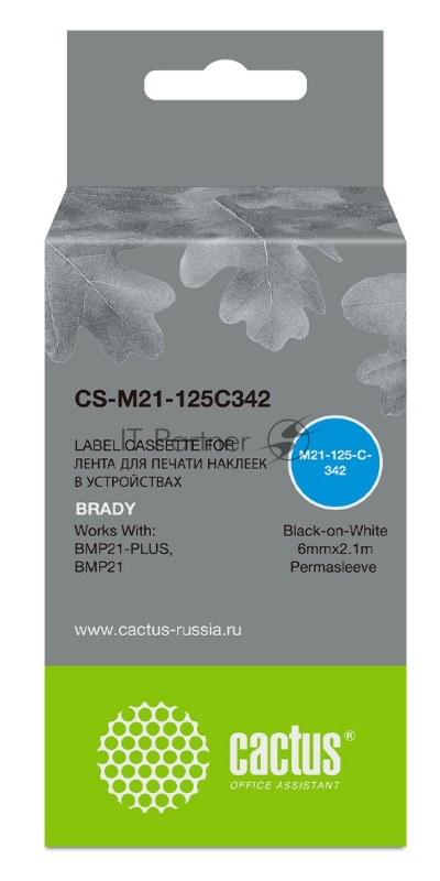 Картридж ленточный Cactus CS-M21-125C342 черный для Brady BMP21-PLUS, BMP21, BMP21-LAB