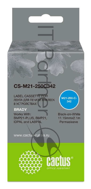 Картридж ленточный Cactus CS-M21-250C342 черный для Brady BMP21-PLUS, BMP21, BMP21-LAB