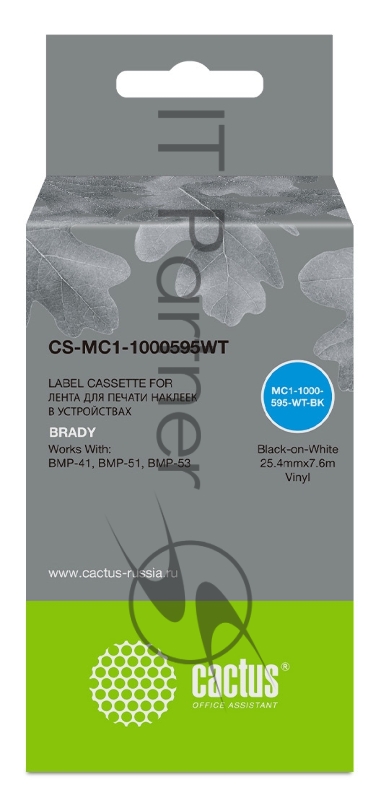 Картридж ленточный Cactus CS-MC1-1000595WT черный для Brady BMP-41/BMP-51/BMP-53-PC-Linked