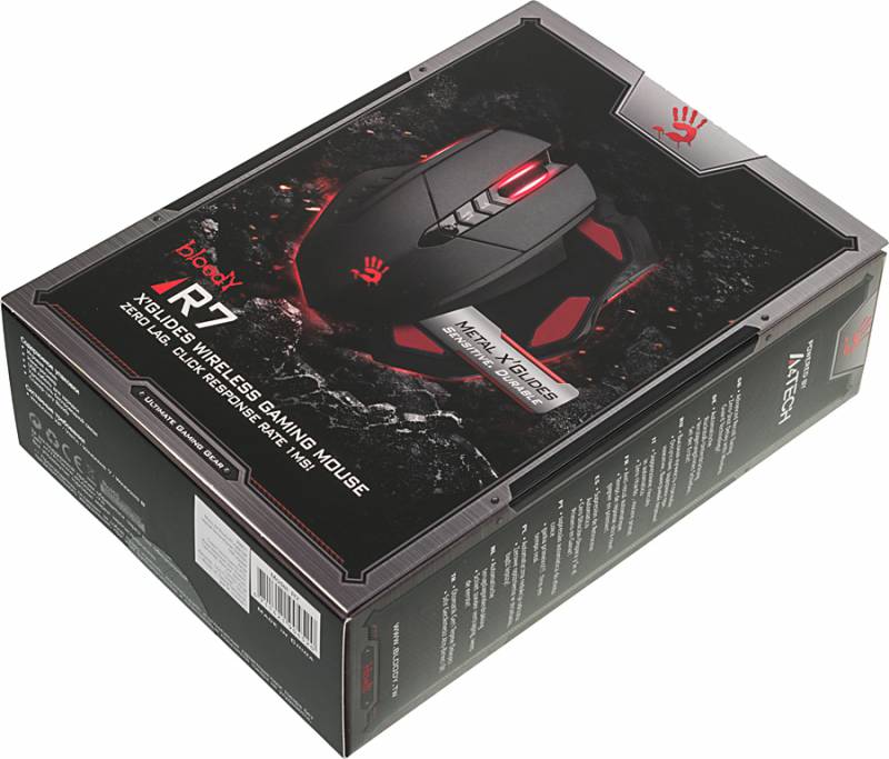 Мышь A4 Bloody R7 черный оптическая (3200dpi) беспроводная USB2.0 игровая (7but)