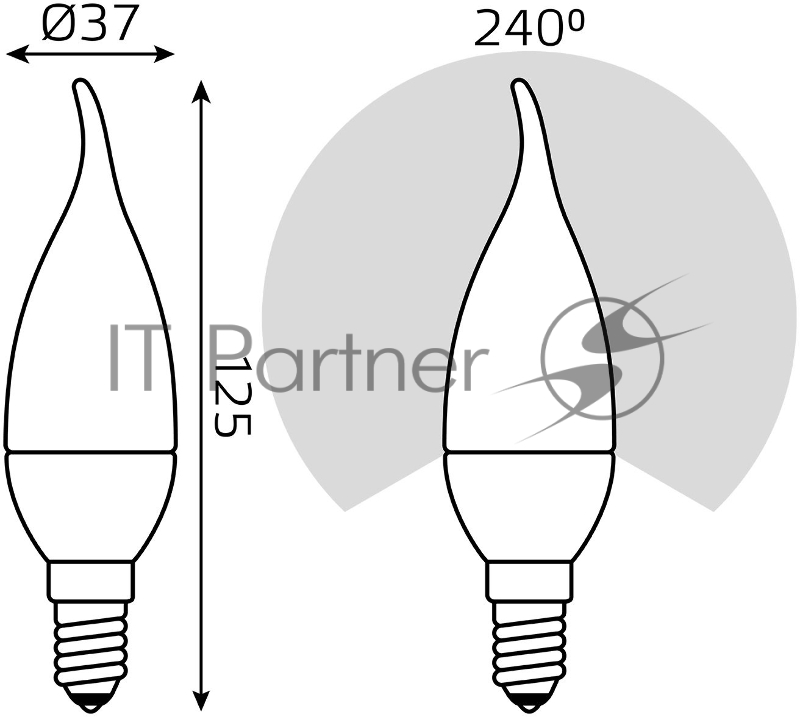 Лампа светодиодная Tailed 6.5Вт свеча 4100К белый E14 550лм 150-265В GAUSS 104101207