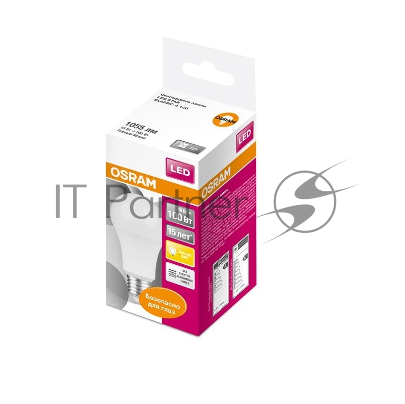 Лампа светодиодная LED STAR CLASSIC A 100 10W/827 10Вт грушевидная 2700К тепл. бел. E27 1060лм 220-240В матов. пласт. OSRAM 4052899971578