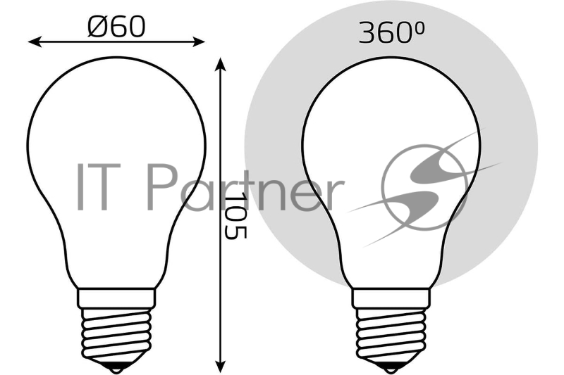 Лампа светодиодная Filament A60 E27 10Вт 4100К OPAL диммир GAUSS 102202210-D