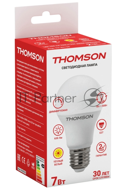 Лампа светодиодная Hiper THOMSON LED A60 7W 630Lm E27 3000K DIMMABLE