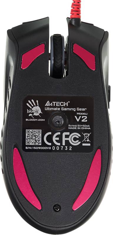 Мышь A4 Bloody V2M черный/красный оптическая (3200dpi) USB игровая (7but)