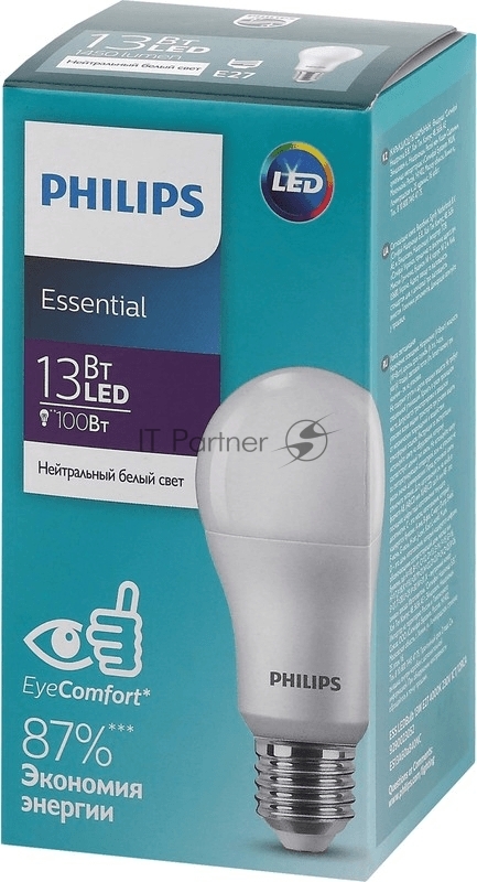 Лампа светодиодная ESS LEDBulb 13Вт E27 4000K 230V 1CT/12RCA | 929002305287 | Philips