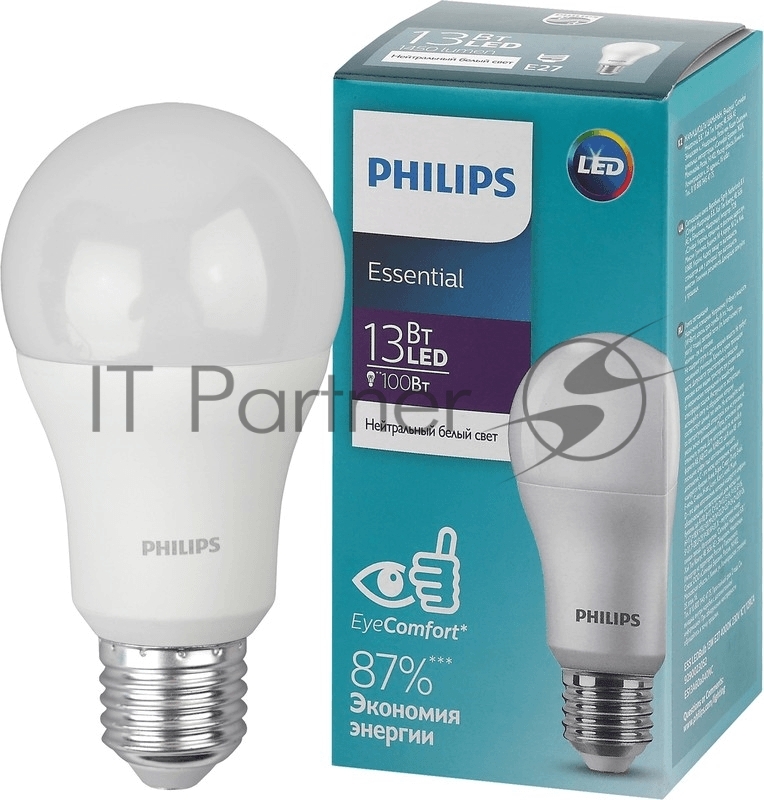 Лампа светодиодная ESS LEDBulb 13Вт E27 4000K 230V 1CT/12RCA | 929002305287 | Philips