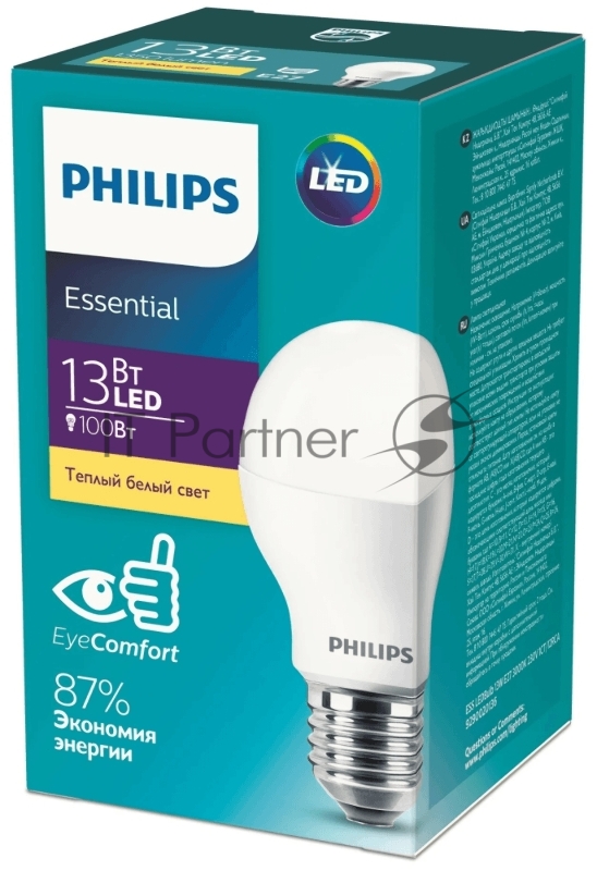 Лампа светодиодная ESS LEDBulb 13Вт E27 3000K 230В 1CT/12RCA | 929002305087 | Philips