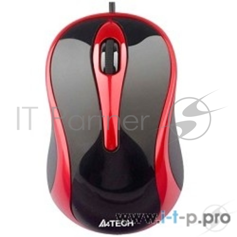 Мышь A4 N-350 черный/красный оптическая (1000dpi) USB для ноутбука (2but)