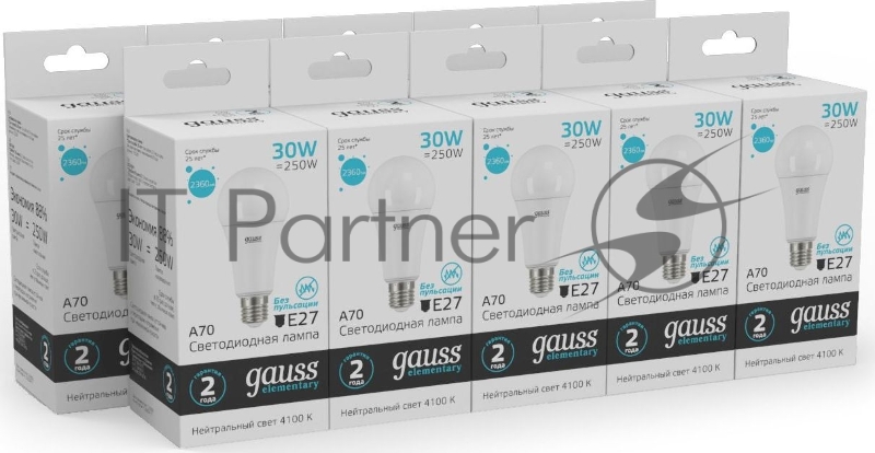 Лампа светодиодная Elementary A67 30Вт E27 4100К Gauss 73229
