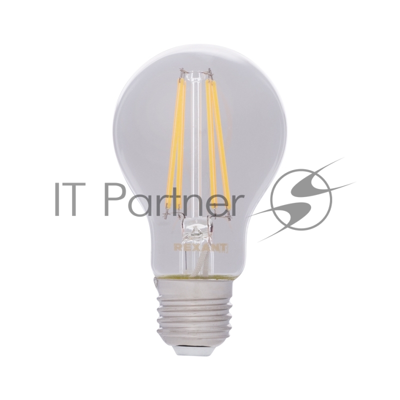 Филаментная лампочка REXANT А60 7.5 Вт 750 Лм 2700 K E27 прозрачная