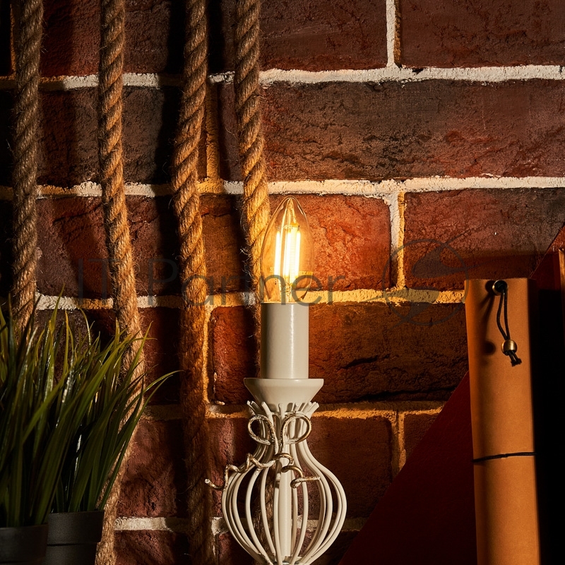 Лампа филаментная REXANT Свеча CN35 7.5 Вт 600 Лм 2700K E14 диммируемая, прозрачная колба