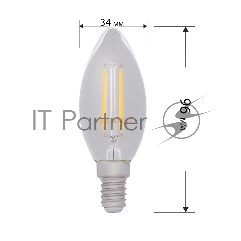 Лампа филаментная REXANT Свеча CN35 7.5 Вт 600 Лм 4000K E14 диммируемая, прозрачная колба