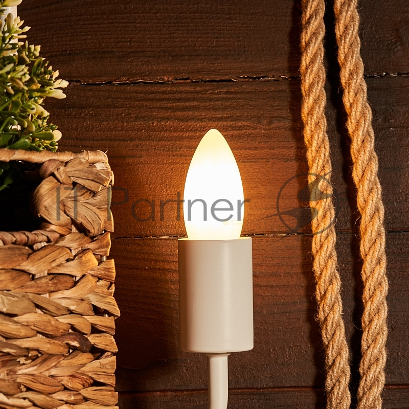 Лампа филаментная REXANT Свеча CN35 9.5 Вт 915 Лм 2700K E27 матовая колба