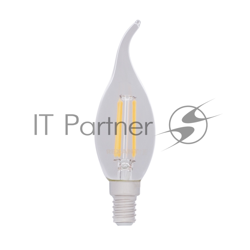 Лампа филаментная REXANT Свеча на ветру CN37 7.5 Вт 600 Лм 4000K E14 диммируемая, прозрачная колба