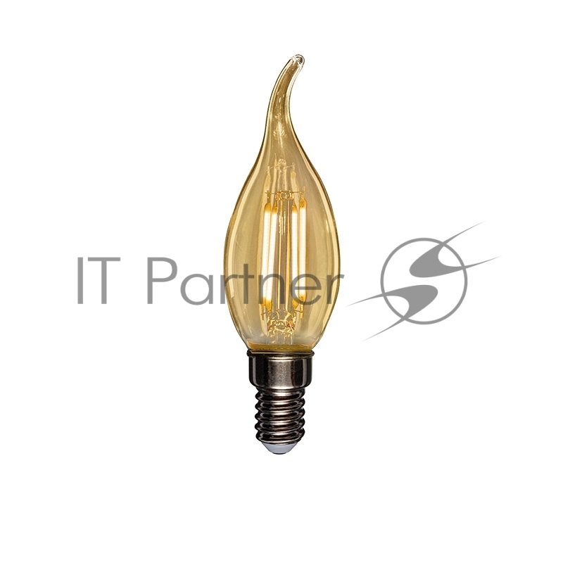 Лампа филаментная REXANT Свеча на ветру CN37 9.5 Вт 950 Лм 2400K E14 золотистая колба