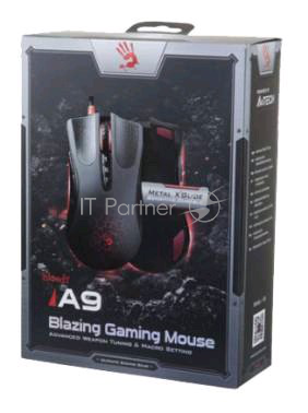 Мышь A4 Bloody A9 Blazing черный оптическая (4000dpi) USB2.0 игровая (7but)