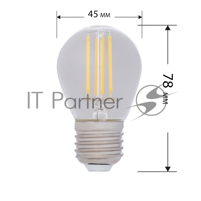 Лампа филаментная REXANT Шарик GL45 9.5 Вт 950 Лм 4000K E27 прозрачная колба