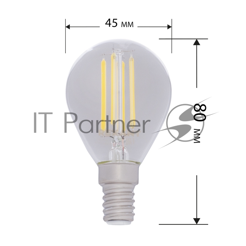 Лампа филаментная REXANT Шарик GL45 9.5 Вт 950 Лм 4000K E14 прозрачная колба