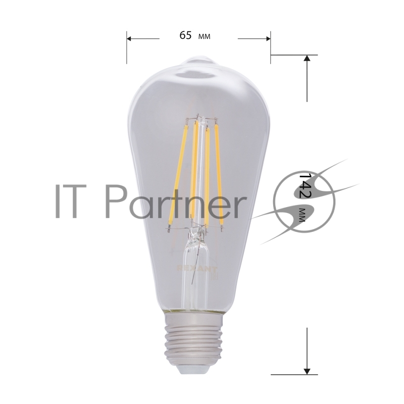 Лампа филаментная REXANT Груша ST64 11.5 Вт 1380 Лм 2700K E27 прозрачная колба