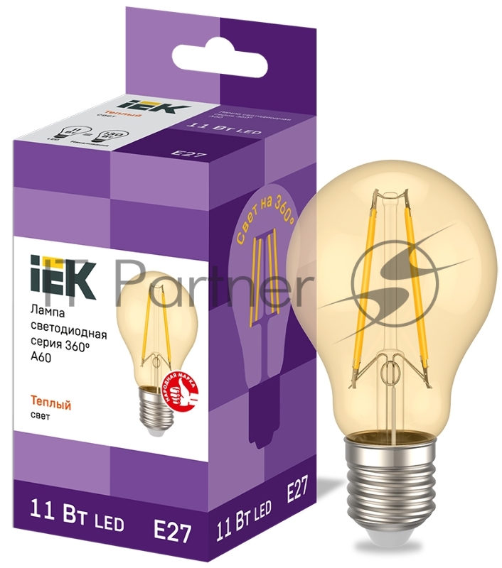 Лампа светодиодная Iek LLF-A60-11-230-30-E27-CLG A60 шар золото 11Вт 230В 2700К E27 серия 360°