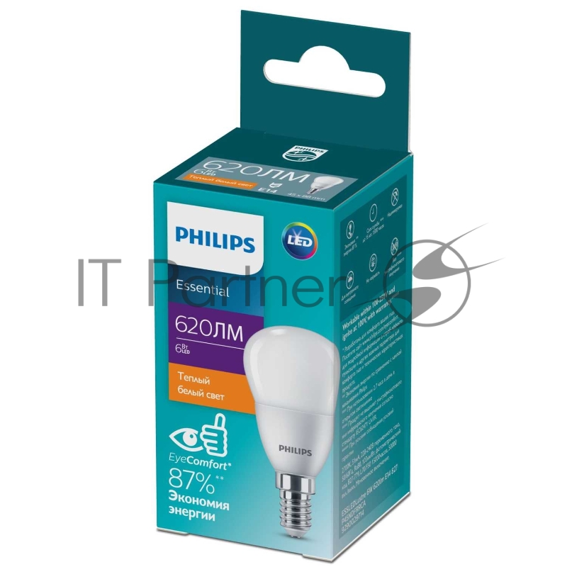 Лампа Philips ESS LED Lustre 6W 620lm E14 827 P45NDFRRCA