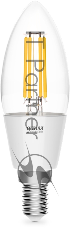 Лампа светодиодная филаментная Gauss Smart Home DIM+CCT E14 C35 4,5 Вт 2000-6500 К 1/10/40
