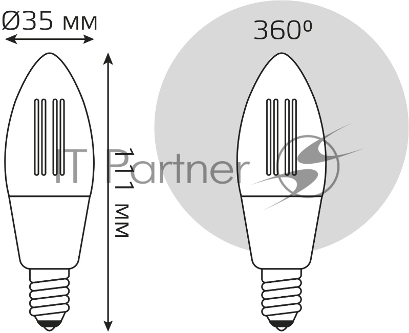 Лампа светодиодная филаментная Gauss Smart Home DIM+CCT E14 C35 4,5 Вт 2000-6500 К 1/10/40
