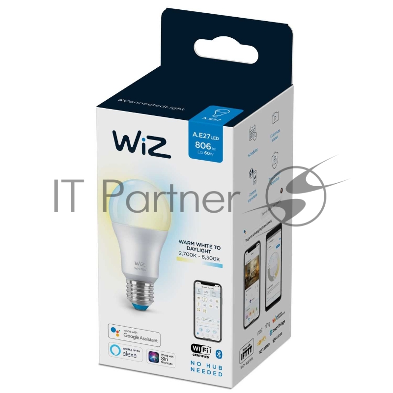 Лампа светодиодная WiZ Wi-Fi BLE 60W A60E27927-65TW1PF/6