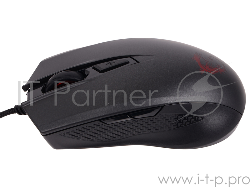 MSI Clutch GM40 BLACK Игровая мышь (8 кнопок, 5000 dpi, красная подсветка, USB, S12-0401340-D22)