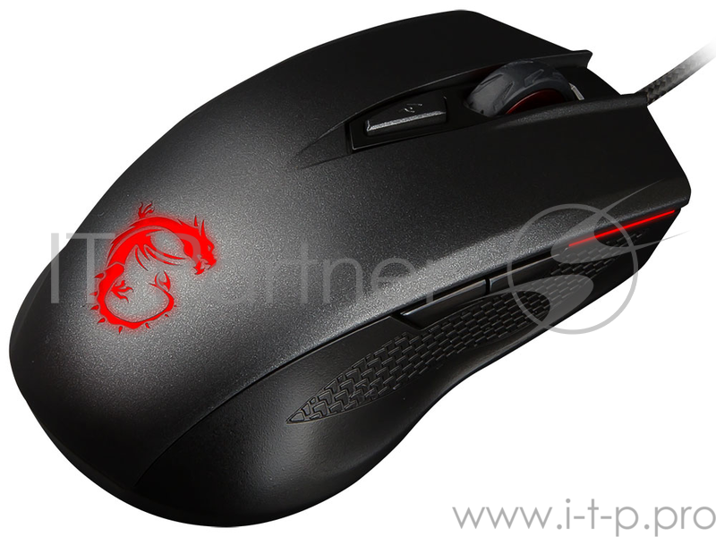 MSI Clutch GM40 BLACK Игровая мышь (8 кнопок, 5000 dpi, красная подсветка, USB, S12-0401340-D22)