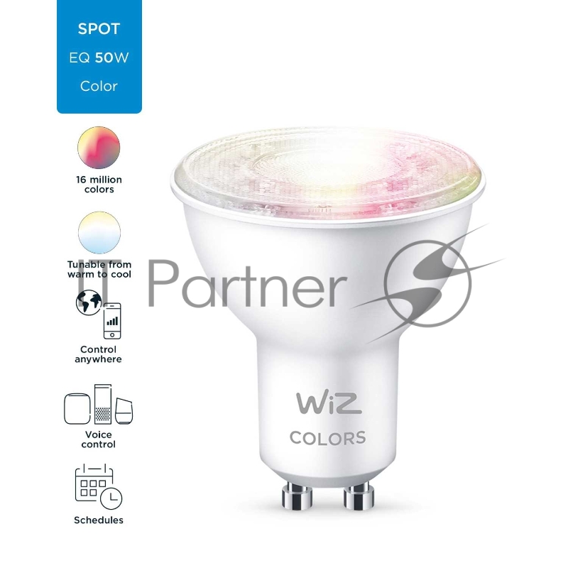 Лампа светодиодная WiZ Wi-Fi BLE 50W GU10 922-65RGB1PF/6
