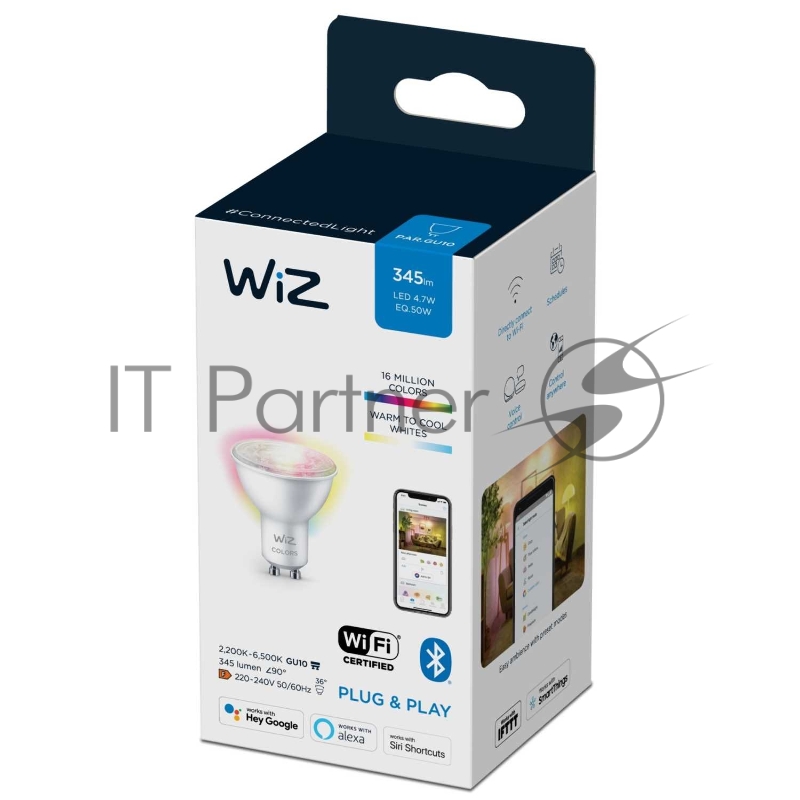 Лампа светодиодная WiZ Wi-Fi BLE 50W GU10 922-65RGB1PF/6