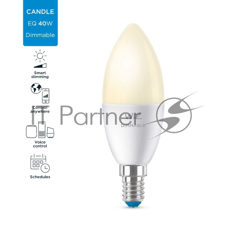 Лампа светодиодная WiZ Wi-Fi BLE 40W C37E14927DIM1PF/6