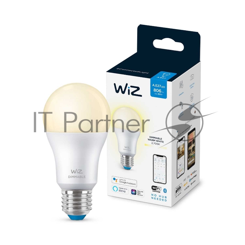Лампа светодиодная WiZ Wi-Fi BLE 60W A60 E27 927 DIM1PF/6